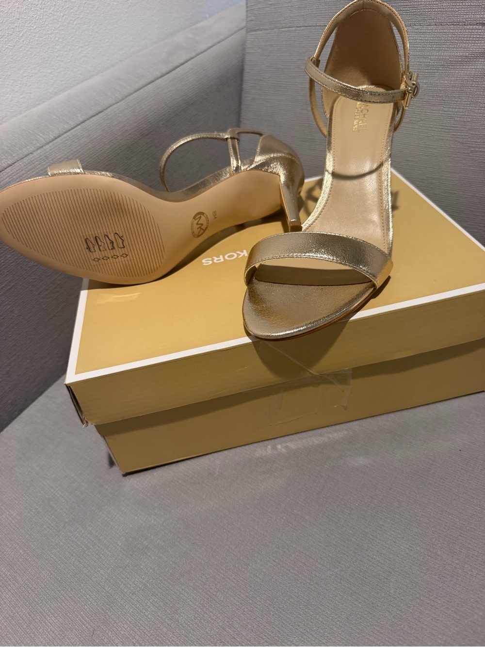 Michael Kors Metallic Gold Ankle-Strap Heels - Picture 5 of 6